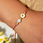 Valentine Day Gold Beads Heart Bracelets for Women, Boho Handmade Adjustable Freshwater Pearl Turquoise Bracelet Summer Beach Jewelry Gift.