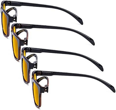 Eyekepper 4 Pack Computer Reading Glasses - Pattern Design Blue Light Blocking Readers for Women Men with Amber Tinted +1.75