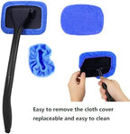 desin Car Windshield Cleaner Tool with Extendable Handle, Inside Auto Window Glass Cleaning Kit with 5 Washable Microfiber Pads, Streak-Free Defogger Wand for Deep Dashboards & SUVs