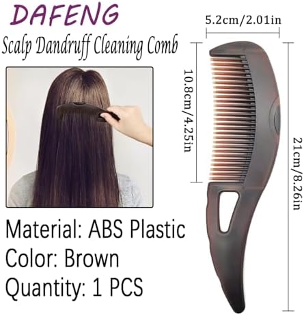 Dandruff Comb with Self-Cleaning Hollow Teeth Detox Scalp Sweep Oil Removal Lice Comb Multifunctional Hair Combs for Women Men Kids (Brown)