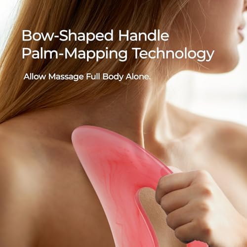 Scienlodic Gua Sha Massage Tool with Handle (Resin) Larger Guasha Scraping Tool for Back Neck Face Leg Massage, Lymphatic Drainage, Cellulite Remove - Large