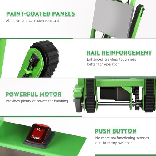 Electric Stair Climbing Dolly, 1250W Electric Stair Climbing Hand Truck, 900lbs Max Load Capacity, 3 Mode Folding Stair Climber Hand Trucks with Telescopic Handle for Moving Furniture (Green+Black)