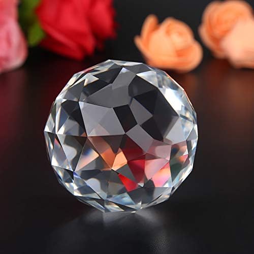 Tyenaza Cut Crystal Glass Ball, 60mm/2.36inch Prism Clear Ball for Home Hotel Decor, Christmas, Wedding, Suncatcher, Fortune Telling Divination Spheres