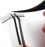 FEITA Diamond Grip Eyelash Extensions Tweezer Lash Precision Tweezers, Japanese Steel Dolphin-shaped Tip, False Lashes Application Tools, Black 1Pc