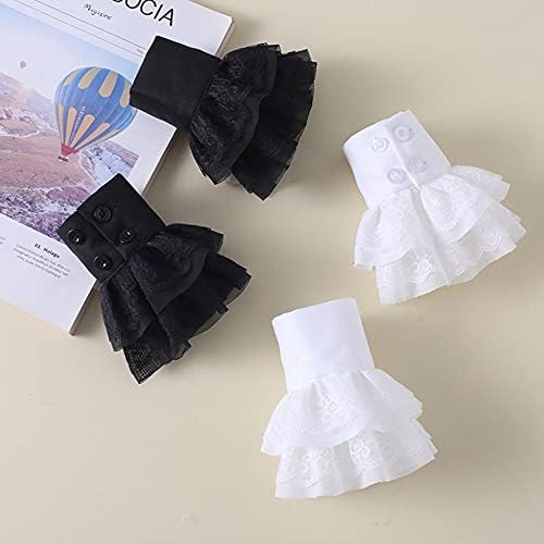Elegtiskas Lolita False Sleeves Wrist Cuffs Floral Layered Lace Cuff