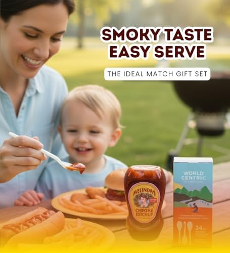 Ketchup – 2x Ketchup Chipotle 14oz Bundle with Spoon Corn Starch 24pc – Spicy Tomato Ketchup-Condiment for Cooking & Seasoning – Gift Set (3 Items)