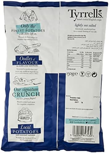 Tyrrells Hand Cooked English Crisps - Lightly Sea Salted (150g)