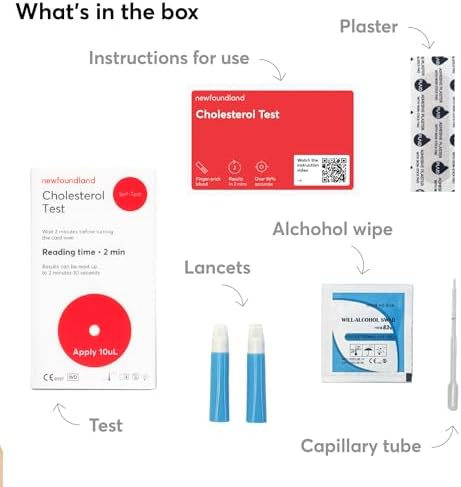 Newfoundland Cholesterol Levels Test Kit - 1 Pack - Lipid Profile Analysis - 99% Accurate Home Test for Total Cholesterol - Blood Sample Testing - CE Certified - Cholesterol Test Kit