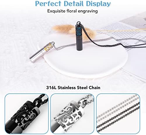 Maromalife Essential Oil Diffuser Necklaces for Women, 2PCS Aromatherapy Necklaces Stainless Steel Diffuser Locket Pendant Cylinder with 20 Felt Pads, Aroma Necklaces Gift Set for Mothers Day