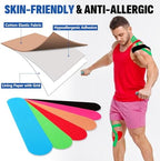60PCS Precut Kinesiology Tape Strips, 6 Colors 2 inch x 10 inch Cotton Athletic Tape, Kinetic Tape, Elastic Muscle Tape, Sports Tape, Knee Tape for Exercise and Daily Use