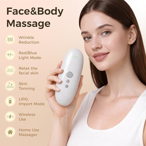 Body Sculpting Machine 5-in-1 – Lymphatic Drainage Massager, Anti Cellulite Massage Tool with Red Blue LED, EMS Import & Suction Cups for Face, Stomach, Thighs, Arms, Legs