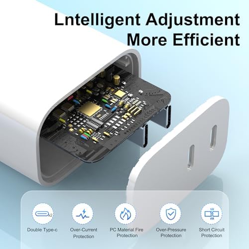 USB C Charger Block,3-Pack Dual Port USB C Fast Charging Block，Type C Wall Charger Plug for iPhone 17/16/15/14/13/12/11/ Pro Max/Plus/Xs Max/XR/X,iPad Pro (20W)