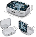 Air Force Fighter Jet Pill Box 2 Compartment Small Pill Case for Purse Or Pocket Mini Metal Pillcase Medicine Organizer, Square Daily Medicine Container to Hold Vitamins, Fish Oil