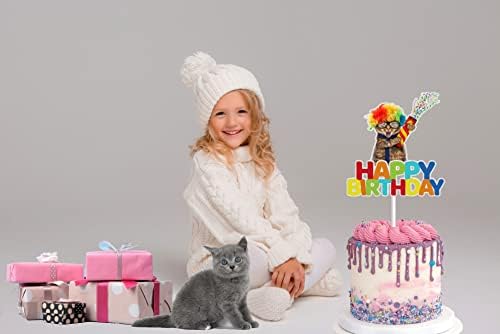 Funny Cat Cake Topper for Boys Girls Cat Pet Birthday Party Supplies Meow Meow Birthday Party Decorations Kitty Cat Kitten Cute Fun Cat Face Happy Birthday Cake Decorations