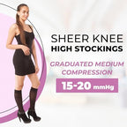 GABRIALLA 15–20 mmHg Sheer Medical Compression Socks for Women - Made in Italy Knee High Support Stockings for Circulation, Swelling Relief, Travel, Work, Pregnancy - Support Socks (Black)