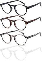 EYEURL 4-Pack Round Reading Glasses for Women Men Blue Light Glasses Retro Round Readers