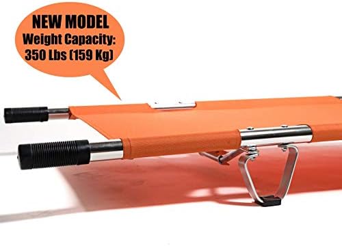 Folding Stretcher Made from Top Grade Aluminum Alloy Gurney Stretcher with Heavy Duty Handles Medical Stretcher with Rubber Feet Portable Stretcher for Patient Transport (Orange)
