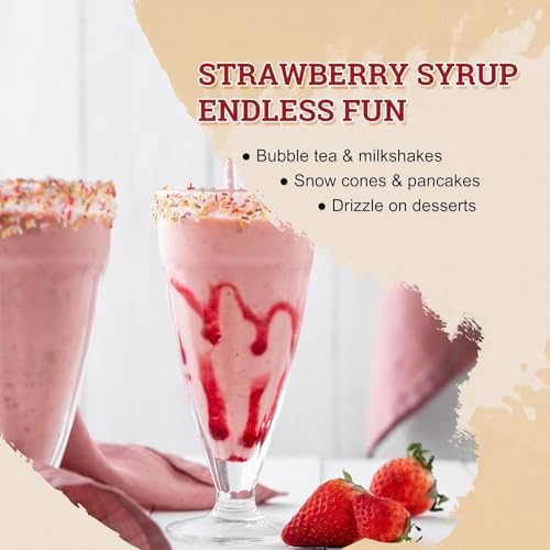 52USA Strawberry Syrup 68 fl oz(2L) Natural Fruit Syrup for Drink Desserts, Boba Tea, Cocktail, Pancakes, Milkshakes, Ice Cream and Shaved Ice, Gluten-Free