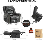 Dual Motor Power Lift Chair, Lay Flat Recliner Chair, Electric Recliner with Massage and Heat for Elderly, Remote Control, Infinite Position, Standing Assistance, USB Ports (Grey, Breathable Leather)