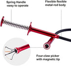 Bendable Flexible Magnetic Pickup Tool, 24'' Four Claw Grabber Tool, Accurate Pick Up In Narrow Space for Engine Bay/Home Sink/Drain/Earring/Keys/Metal Objects (Magnetic orientation)