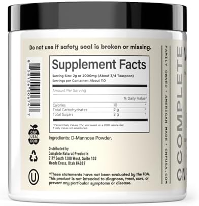 D Mannose Powder Supplement 8oz - Powder D Mannose for Urinary Tract & Bladder Health Support, Bulk Easy Mix Formula, 115 Servings, No Fillers, Non GMO & Gluten Free Support, Kosher Certified Made USA