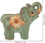 Veemoon Small Ceramic Elephant Planter, Cute Animal Succulent Flower Pots Air Plant Holder Bowl Green Cactus Container Decorative Desk Vase with Drainage Hole for Indoor Desktop Office, 4.5"