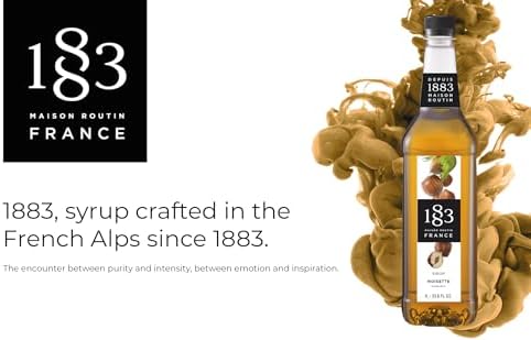 1883 Roasted Hazelnut Syrup for Drinks – Premium French Coffee Syrup – Made in France – 1 Liter Bottle – Perfect for Lattes, Cocktails & Desserts