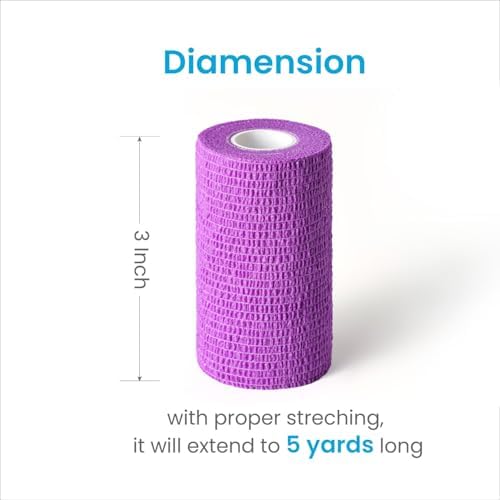 WePet Pet Wrap, Self-Adhesive Non-Woven Bandage, Emergency Cohesive Gauze, for Dogs, Cats, Horse, Birds, Wounds, Wrist Healing, Ankle Sprain, 3 Inch, 4 Rolls