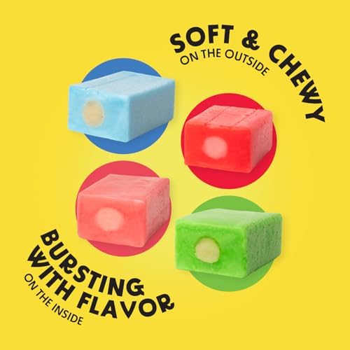 Sweet Dreams Center Filled Soft Chewy Candy Individually Wrapped, Gluten-Free Candies Party Size, Bulk Fruit Chews Candy for Kids - Fruit Punch Flavor, 4 Assorted Candies Pack - 3 Sticks Per Bag, 8 Pieces Per Stick- 96 Total Pieces