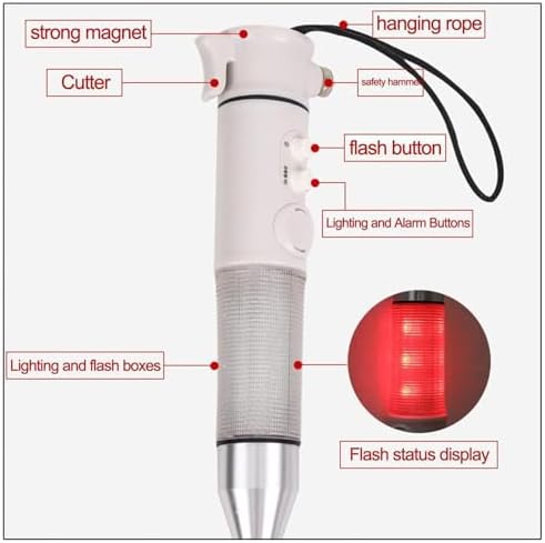 Flash folding blind cane - 4 Sections Aluminum alloy Folding Walking Cane for The Blind,with Sound and Light Voice Alarm + red reflective film(White,A(132cm/52in))