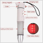 Flash folding blind cane - 4 Sections Aluminum alloy Folding Walking Cane for The Blind,with Sound and Light Voice Alarm + red reflective film(White,B(137cm/54in))