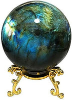 Natural Labradorite Sphere Rock Quartz Crystal Ball Healing Ornament Specimen + Pedestal (700g)…