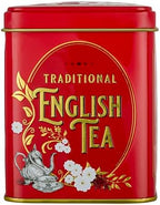 New English Teas Vintage Victorian Tea Tin in Berry-Red with 40 English Breakfast Teabags