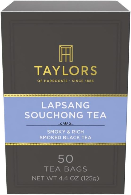Taylors of Harrogate Lapsang Souchong, Black Tea, Pillow Tea Bags, 50 Count (Pack of 1), Smoky, Rich and Strong, Caffeinated, Enjoy Hot or Iced, 50 Teabags