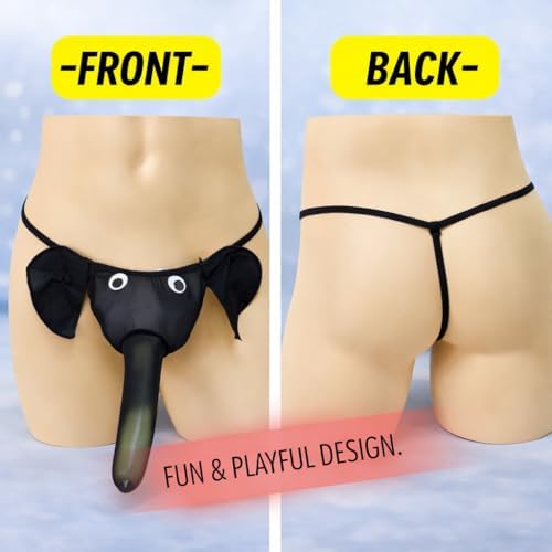 Men's Elephant Thong Funny Banana Trunk Novelty G-String Sexy Low Rise Pouch Lingerie Hammock Underwear for Men