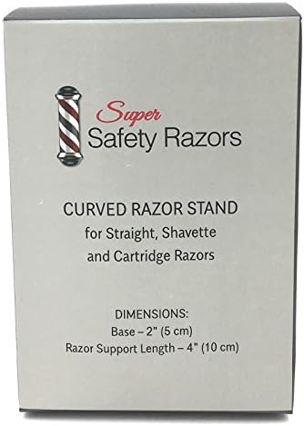 Curved Chrome Razor Stand for Straight, Shavette & Cartridge Razors - Fits 100 mm+ Handle Lengths
