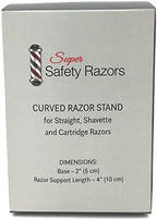 Curved Chrome Razor Stand for Straight, Shavette & Cartridge Razors - Fits 100 mm+ Handle Lengths