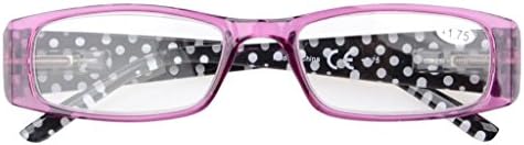Eyekepper Spring Hinges Polka Dots Patterned Temples Rectangular Reading Glasses Readers Purple +2.5