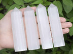 LAIDANLA Selenite Healing Crystals Wands 3.5-4" Natural Reiki Energy Wand Stone Hexagonal Point Obelisk Large Crystal Gemstones for Meditation Therapy Crystal Grid Gifts Decoration 1Pcs