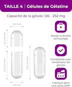 Empty Gelatin Capsules Size 4-200 Count Bovine Bone Gel Capsules Empty | Quick Dissolve | All Size | for Powder & Liquid DIY Filling