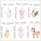 Ercadio 48 Edible Farm Cupcake Toppers Decor Picks Cute Pig Sheep Chicken Horse Party for Spring Theme Baby Shower Birthday Party Cake Picks Decorations Supplies