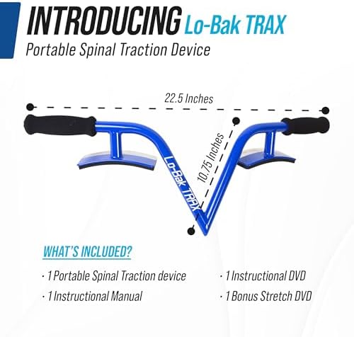 EZ-Bak Lo-Bak TRAX Lumbar Spine Stretcher - Upper & Lower Back Stretcher Pain Relief – Portable Spine Decompressor & Back Cracking Device for Herniated Discs, Sciatica, Scoliosis - Blue