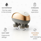 Electric Scalp Massager for Hair Growth & Stress Relief – Gift for Women, Men, Parents & Pets – Cordless Waterproof Head Massager with 96 Kneading Nodes (White)