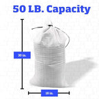 DURASACK Large Heavy Duty Sand Bags with Tie Strings Empty Woven Polypropylene Sandbags for Flood Control with 1600 Hours of UV Protection, 50 lbs Capacity, 18x30 inches, White, 10 Count