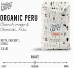 Mt. Comfort Coffee Organic Peru Medium Roast, 2.5 Pounds - Flavor Notes of Nutty, Chocolate, & Citrus - Sourced From Small, Peruvian Coffee Farms - Roasted Whole Beans