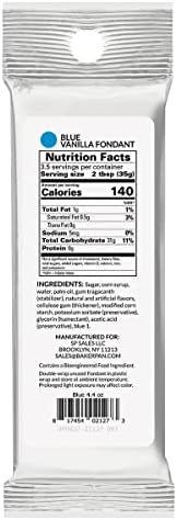 Bakerpan Premium Rolled Blue Fondant for Cake Decorating, Vanilla Flavor - 4.4 Ounces (Made in USA)