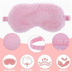 Oruola 2pcs Sleeping Mask for Kids,Comfortable Sleep Mask Plush Blindfold Satin Back Faux Fur Sleep Mask for Kid Women Men Travel Nap,Pink & White Kid Eye Mask for Sleeping