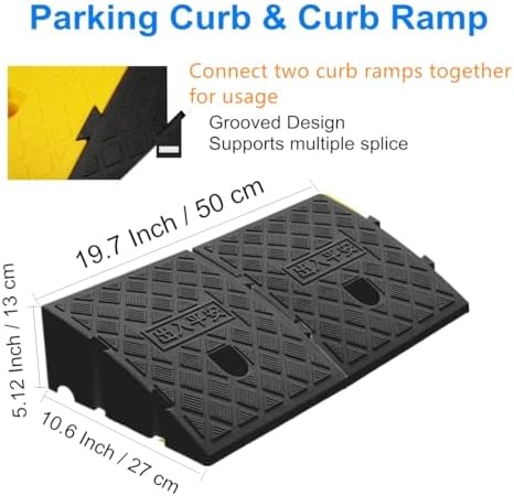 2Pack Curb Ramp Black Color, Portable Lightweight Heavy Duty Plastic Driveway Curb Ramps for Low Cars,Motorcycle Ramp,Curb Ramps (5.12" H 19.7" L Two Curb ramps Connected)