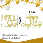 Happy 14th Anniversary Cake Toppers -Wedding Anniversary Party Decorations, 14th Wedding Anniversary, Company Anniversary Party, Birthday Party Decorations (Gold)