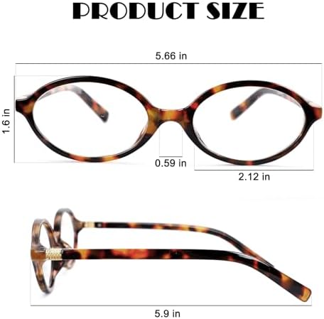Vintage 90s Oval Blue Light Blocking Glasses - Unisex Retro Oval Frame Eyewear for Women & Men, Zero Power Blue Light Glasses for Computer & Screen Use